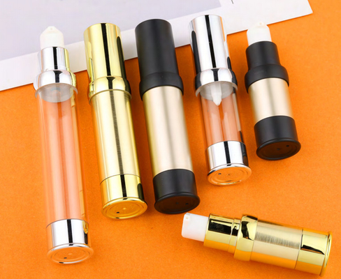 Garrafa cilíndrica de 10 ml 15 ml 20 ml 30 ml de bomba de plástico PP sem ar com bomba de loção Snap