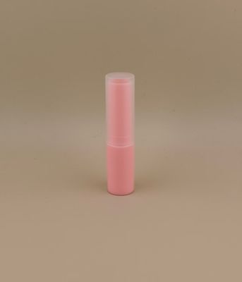 Embalagem de bálsamo labial rosa com tampa transparente e lisa para batons