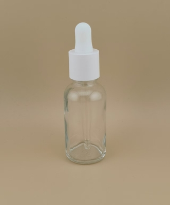 Frasco conta-gotas de vidro personalizado para cuidados com a pele, design delicado, transparente e suave