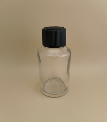Design delicado Frasco de vidro redondo liso e transparente com tampa especial para medicamento