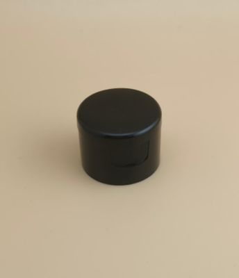 Capuz liso redondo de plástico preto para garrafas cosméticas