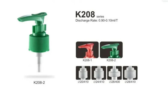 24/410 Loção distribuidora de material PP verde personalizado, bomba com fechadura de clip para sabão líquido Loção de cuidados com a pele K208