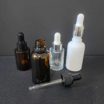 10ml 30ml 50ml Ambar Gold Glass Dropper Bottles para Creme Serum Perfume Test