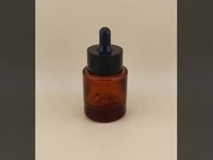 Frasco conta-gotas de vidro preto com design delicado e pequeno para essência facial