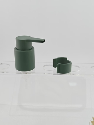28/410 Clip de plástico verde mate para mão, parafusado, bomba de loção de creme para garrafa