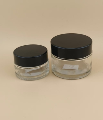 Nice Design Vidros Claros Copo de Creme com tampa de parafuso para Loção
