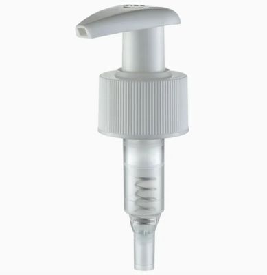 Bomba de loção PP com fecho canelado fino, cabeça de sela, plástico, com rosca