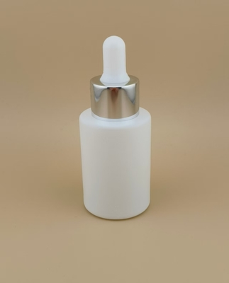 Novo design de garrafa de goteador redonda branca mate K-GBL30 para Essence