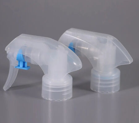 Mini pulverizador de gatilho de mola externa pp de alta qualidade 24/28/410 plástico transparente preto azul fragrância ambientador para produtos químicos para animais de estimação