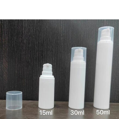 Garrafa cilíndrica de 10 ml 15 ml 20 ml 30 m de prata PP plástico sem ar com garrafa de bomba de loção popular