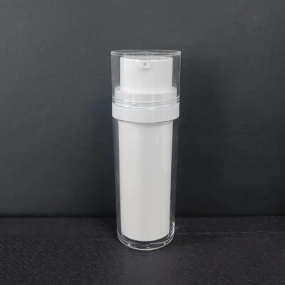 Frasco plástico vazio da loção do ABS do vácuo 30ml mini transparente com tampa branca da bomba mal ventilada