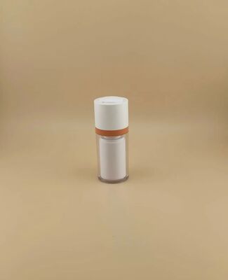 Frasco rotativo com cobertura externa transparente para cosméticos