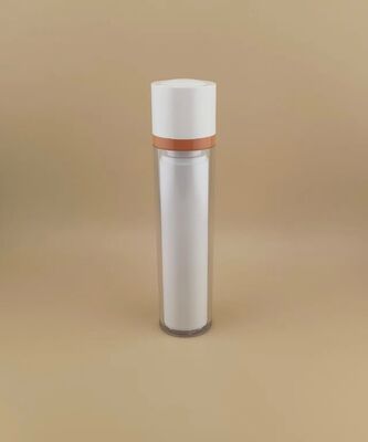Frasco rotativo com cobertura externa transparente para cosméticos