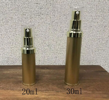 Garrafa de bomba de plástico sem ar de prata cilíndrica com garrafa de bomba de loção popular 5ml 15ml 20ml 30ml