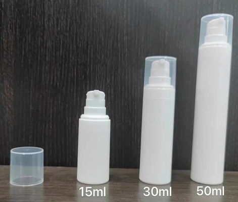 Garrafa de bomba de plástico sem ar de prata cilíndrica com garrafa de bomba de loção popular 5ml 15ml 20ml 30ml