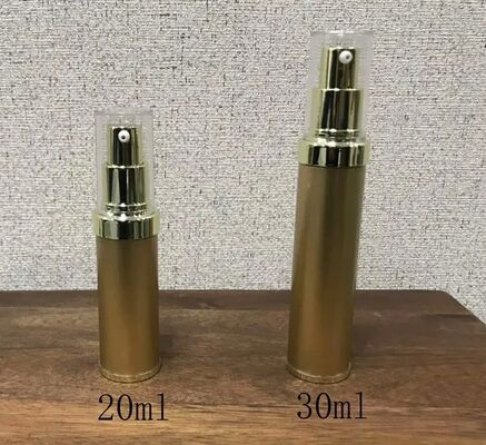 Garrafa de bomba de plástico sem ar de prata cilíndrica com garrafa de bomba de loção popular 5ml 15ml 20ml 30ml
