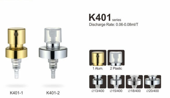 pulverizador fino K401 da névoa do pulverizador de alumínio do perfume da bomba do friso de 18mm 20mm