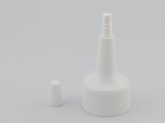 Cobertura do dispensador de garrafas 24 mm, tampa de parafuso de fecho com costelas brancas