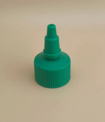 Tampa de gelatina canelada de plástico verde para frascos de tinta