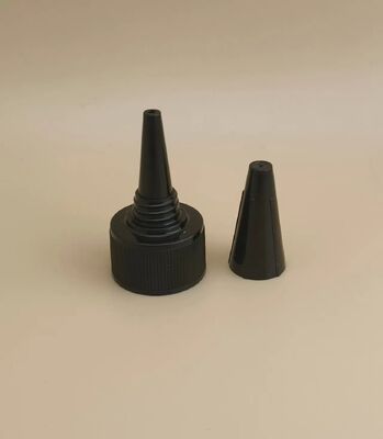 Capuz de parafuso de geleia de plástico com costelas pretas para garrafas de tinta