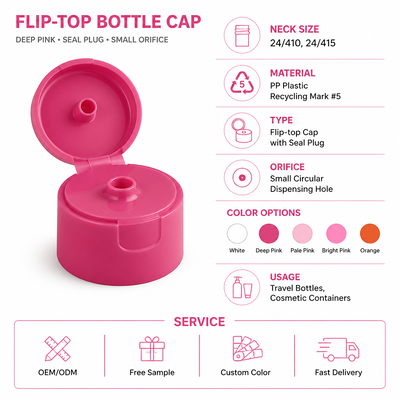 Novo Design Tampa Flip Top Plástica 24mm 24-410 Tampas para Frascos de Gel de Banho
