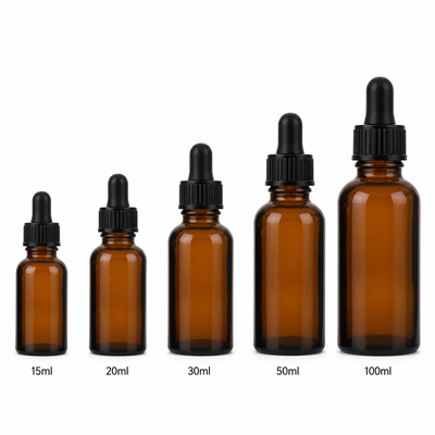 Frasco de óleo essencial para embalagem cosmética Frasco de vidro âmbar