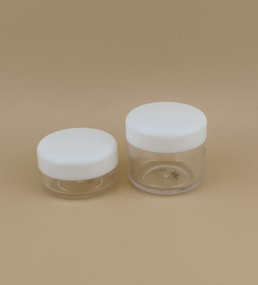 Pote de creme de plástico transparente para cuidados com a pele com tampa de rosca e certificação