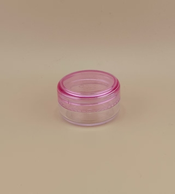 Jar de creme de plástico transparente certificado com tampa de parafuso rosa para cuidados com a pele e personalizável