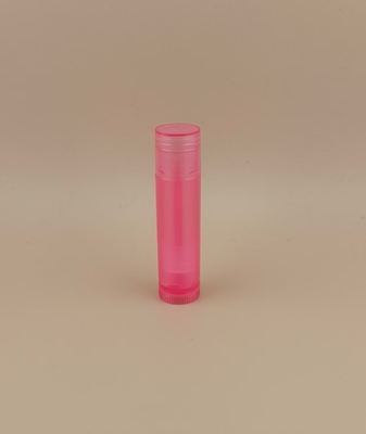 Embalagem pequena, lisa e transparente de bálsamo labial rosa para batons