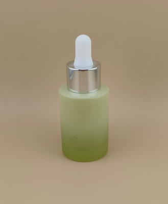 Novo Design Transparente Mudança Gradual Verde Fosco Frasco Conta-gotas Redondo K-GBL30 para Essência