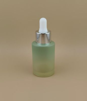 Novo Design Transparente Mudança Gradual Matcha Verde Fosco Frasco Conta-Gotas Redondo K-GBL30 para Essência