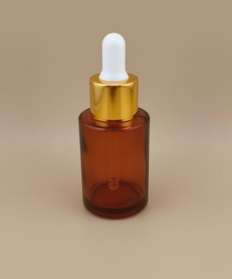 Novo Design Frasco Conta-Gotas Redondo Liso Transparente Castanho Claro K-GBL30 para Essência