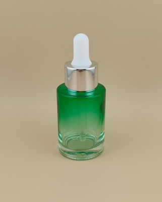 Novo Design Transparente Mudança Gradual Verde Escuro Lisa Redonda Frasco Conta-Gotas K-GBL30 para Essência