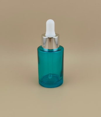 Novo Design Frasco Conta-Gotas Redondo Liso Transparente Ciano K-GBL30 para Essência