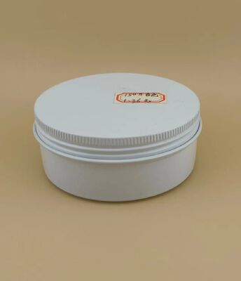 Caixa de alumínio prateado branco com tampa de parafuso para cosméticos